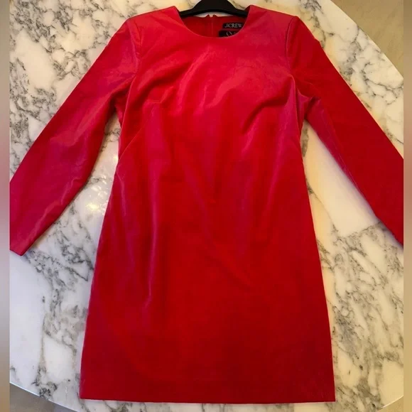 Lorenart J Crew Burgundy Dress NWT Crew Women's Long-sleeve Shift Dress In Stretch Velvet Red Lorenart J Crew Burgundy Dress NWT Crew Women's Long-sleeve Shift Dress In Stretch Velvet Red